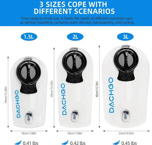 Vista 6 de Vejiga de hidratación, bolsa de agua de 1.5L 2L 3L para mochila de senderismo, depósito de agua de hidratación sin BPA y sin sabor, camping