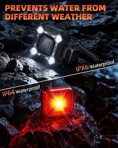 Vista 8 de WSDCAM Bocina de bicicleta de 140 dB con luz delantera y trasera, interruptor de control de campana de bicicleta 2 en 1, luz LED, recargable a