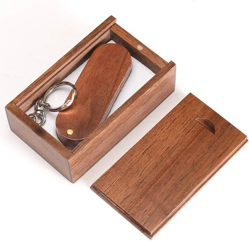 Vista 3 de Memoria USB 2.0 de madera novedad 16GB almacenamiento de datos Memory Stick USB Stick girar Pendrive con caja de madera