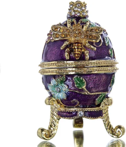 Vista 7 de YUFENG - Estuche abisagrado para baratijas para niñas, estuche en forma de piña decorado a mano