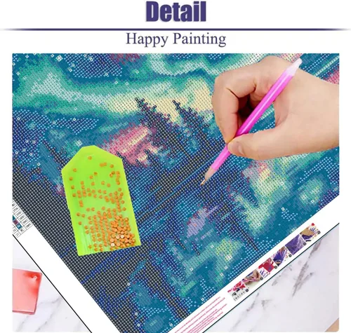 Vista 6 de ijbnhd Aurora - Pintura de diamantes grandes, kits de arte de diamantes grandes para adultos, pintura de diamante grande redondo de taladro