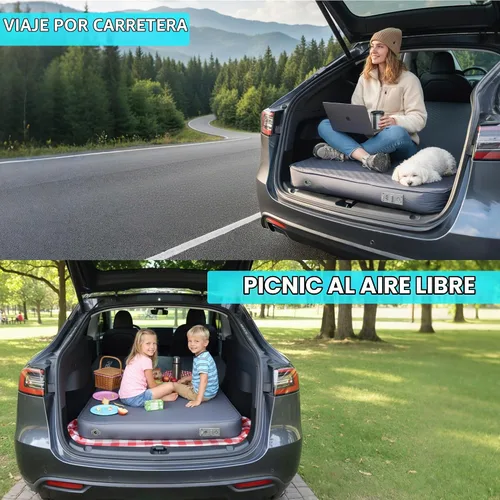 Vista 6 de UPWELL Almohadilla de dormir autoinflable para camión, camping, colchón grueso para Tesla Modelo Y de espuma sólida para 4 estaciones, colchón