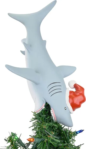 Vista 4 de Tree Buddees Gran adorno para árbol de Navidad de tiburón blanco, grande, 10 pulgadas