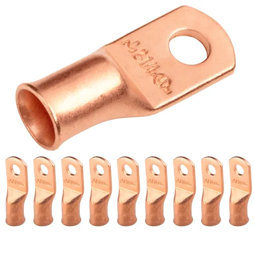 Vista 43 de SELTERM - 5 terminales de anillo resistentes para cable de batería, calibre 1/0 AWG, pernos de 1/2 pulgadas, terminales de calibre 0, ojales