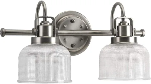 Vista 18 de Progress Lighting P2989-15 Colección Archie Tocador de Baño Costero de Cristal Transparente Prismático Doble, 1 Luz, Cromo Pulido
