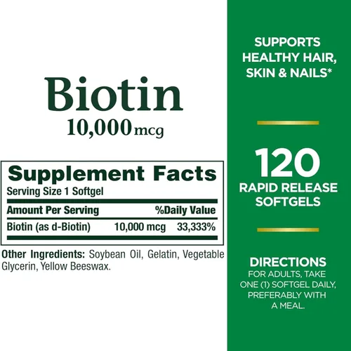 Vista 4 de Nature's Bounty Ultra Strength - Biotina 10,000 mcg, cápsulas blandas líquidas de liberación rápida, 120 cada uno , paquete de 4