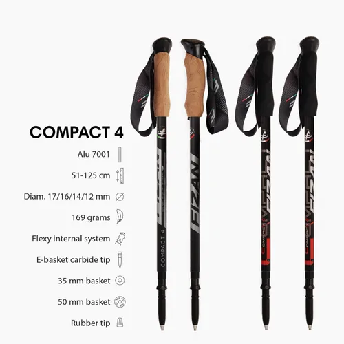 Vista 2 de Fizan 4 bastones de trekking compactos: ultraligeros de 6.0 onzas, para mochileros, bastones de senderismo, ajustables, plegables, ajuste