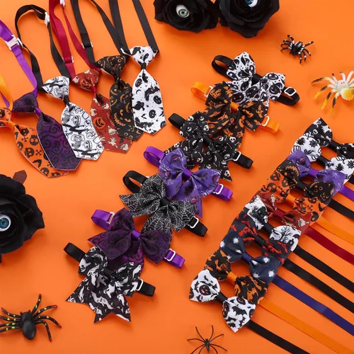 Vista 5 de Juego de collar de pajarita ajustable para perro, 100 piezas, Halloween