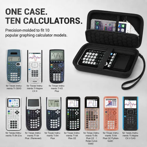 Vista 2 de PAIYULE Estuche rígido para calculadora TI-84 Plus CE/Evo/TI-30XS/TI-Nspire Negro para TI-84