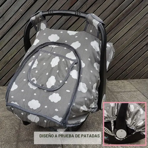 Vista 4 de Funda de asiento de automóvil para bebé, fundas de asiento de automóvil para asiento de automóvil infantil, toldo de cubierta para portabebés Gris