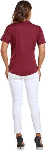 Vista 5 de Camisas de manga corta con botones para mujer, ajuste holgado, casual, formal, elástica, para verano