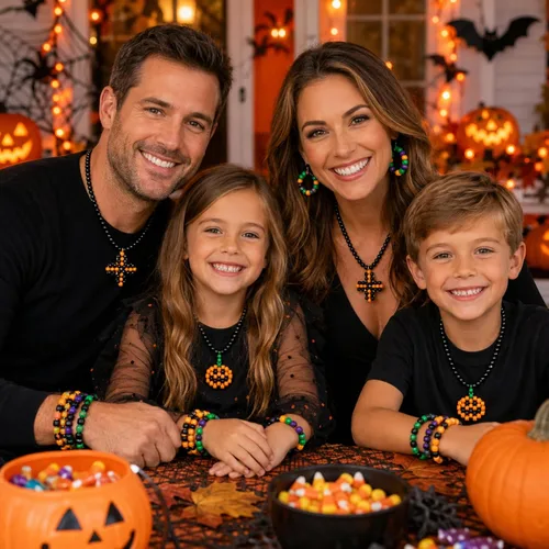 Vista 8 de 1200 cuentas de poni de Halloween a granel, 45 cuentas de murciélago negro, morado, naranja, verde, cuentas Kandi de plástico de 0.236 x 0.354 8
