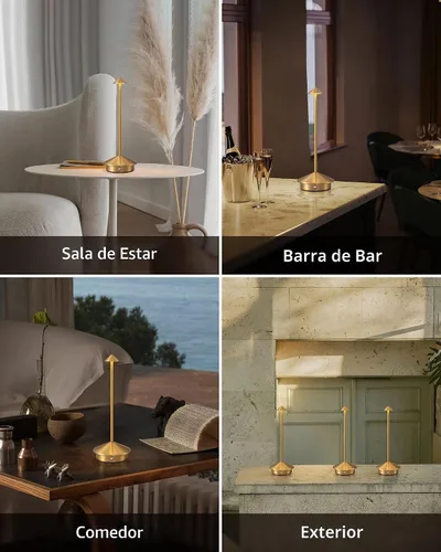 Vista 6 de Juego de 2 lámparas de mesa modernas inalámbricas, lámparas de escritorio LED portátiles, iluminación con batería recargable de 5000mAh