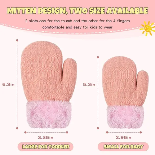 Vista 3 de Winter Mittens Gloves Beanie Hat Set for Kids Baby Toddler Children, Thick Warm Knit Fleece Lined Thermal Set for Boys Girls