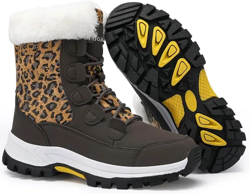 Vista 3 de COOJOY - Botas de nieve a media caña, peludas, e impermeables de mujer para el invierno