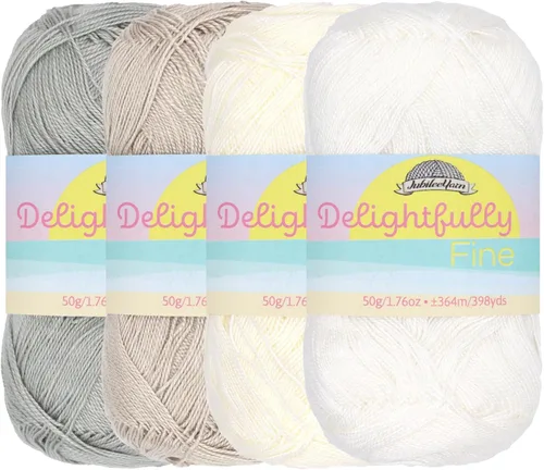 Vista 18 de JubileeYarn - Hilo deliciosamente fino, 1.76 oz/madeja de rayón de bambú y encaje, tonos de azul, 4 madejas