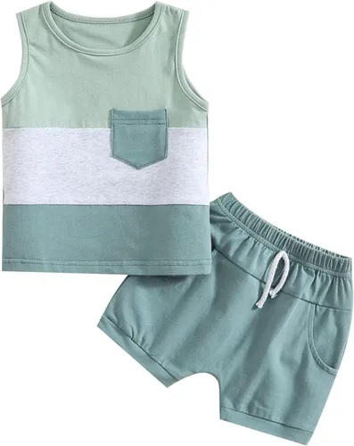 Vista 43 de Conjunto de ropa casual de manga corta con botones y pantalones cortos de lino para bebés y niños pequeños