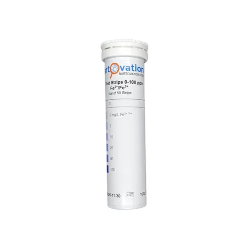 Vista 2 de Bartovation Tiras de prueba de hierro, 0-100 ppm, Fe2+ y Fe3+, paquete de 50 para medir hierro soluble libre