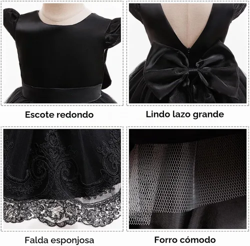 Vista 6 de keaiyouhuo - Vestidos para bebés niñas de 3M-3T; para desfile, boda, de flores, vestido formal de dama de honor, vestido de encaje bordado + diadema