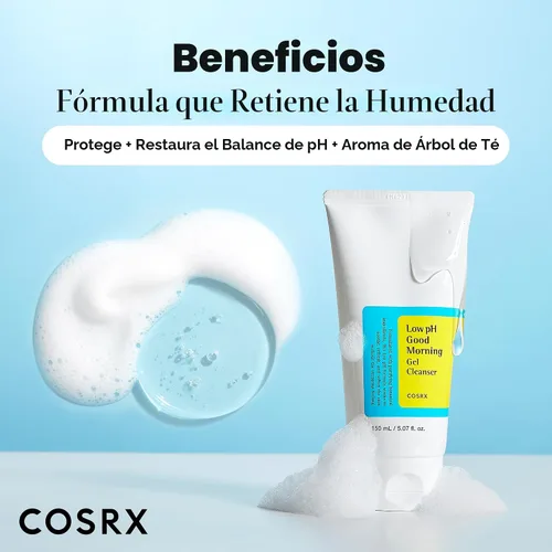 Vista 5 de COSRX Low pH Good Morning Limpiador facial en gel suave, para uso diario, para piel sensible, equilibra el pH, antibrotes, sin parabenos ni sulfatos