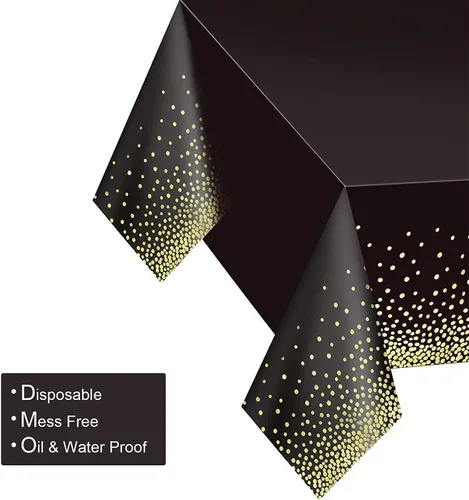 Vista 5 de Gexolenu Paquete de 2 manteles de plástico desechables de alta calidad para mesas rectangulares (54 x 108 pulgadas), manteles desechables Negro