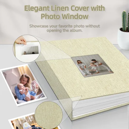 Vista 2 de popotop - Álbum de fotos 4x6 con 100 fotos, libros de fotos con 100 bolsillos verticales, cubierta de lino, álbumes para fotos familiares, de boda