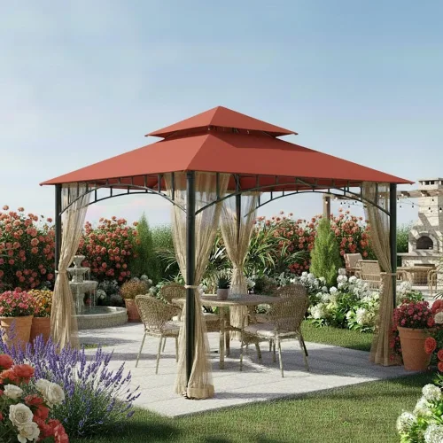 Vista 2 de Garden Winds Cubierta superior de toldo de repuesto para cenador Madaga - Riplock 350 - Terra Cotta