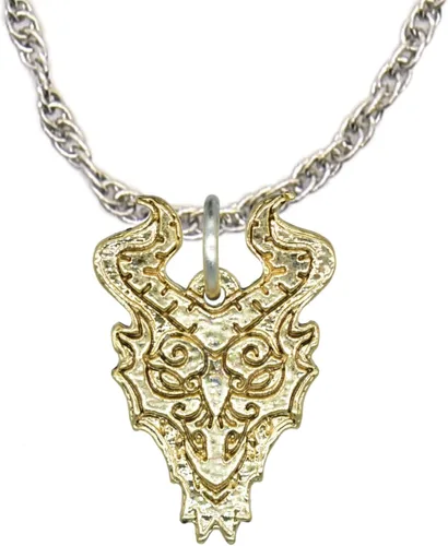 Vista 11 de Collar con colgante gótico, dragón de fantasía, Yin Yang, nórdico vikingo para regalo, estaño, cobre, oro, incluye cadena de plata de 24 pulgadas