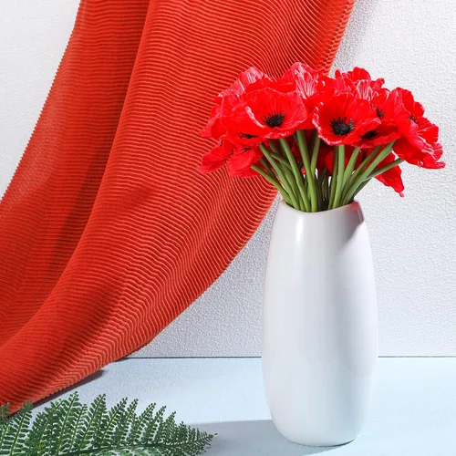 Vista 4 de Censen 42 piezas de flores artificiales de amapola roja de Halloween de 11 Tallos de anémona de seda realistas a granel, para Halloween, ramos