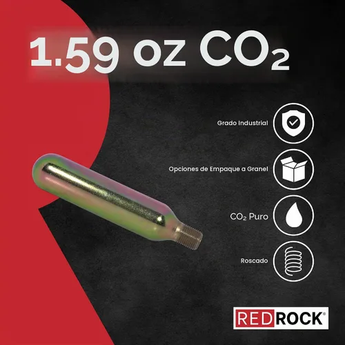 Vista 2 de RedRock Cartucho de CO₂ de 1.59 oz (60 cc) - Recipiente de CO2 roscado 5/8-18 UNF para chalecos salvavidas inflables, chalecos con bolsa de aire
