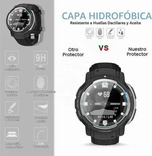Vista 5 de Suoman Paquete de 3 protectores de pantalla para Garmin Instinct Crossover, [antiarañazos] Película protectora de pantalla de vidrio templado