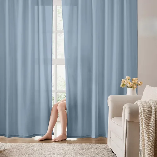 Vista 47 de HOMEIDEAS - Cortinas semitransparentes de privacidad blancas que no se transparentan, 52 x 96 pulgadas Blanco