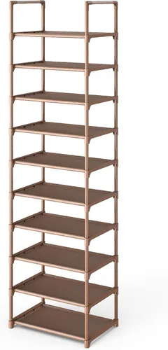 Vista 11 de Kitsure Zapatero – Organizador de zapatos de 10 niveles con estantes de tela desmontables y marco de metal, zapatero alto para armario, entrada