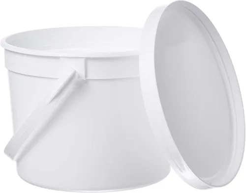 Vista 4 de Consolidated Plastics Cubo con asa, polipropileno, 1.5 cuartos de galón, blanco, 10 piezas