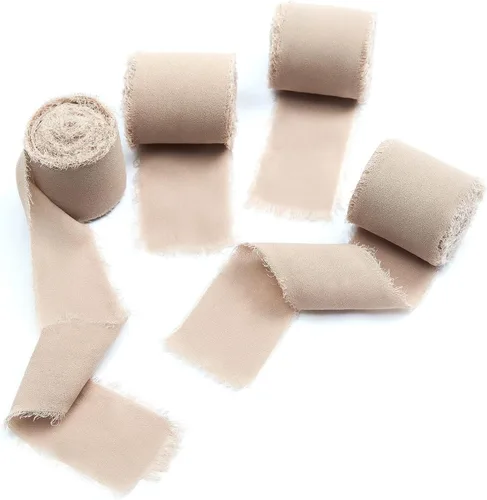 Vista 23 de 4 rollos de cinta de seda hecha a mano con flecos de 1.5 pulgadas x 5 yardas (4 rollos de 20 yardas) para invitaciones de boda, ramos de novia