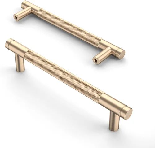 Vista 8 de Asidrama - Paquete de 10 tiradores para gabinete de 3 pulgadas (76mm) de color negro mate y bronce champán, manijas estriadas para gabinete