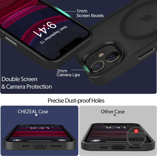 Vista 6 de Fuerte magnético para iPhone 11, compatible con Magsafe, [resistente a caídas de 13 pies] Funda trasera translúcida mate con sensación de piel