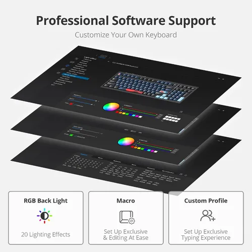 Vista 7 de Fogruaden Teclado mecánico azul cremoso con almohadilla numérica, teclado RGB para juegos intercambiable en caliente, diseño completo de 98 teclas