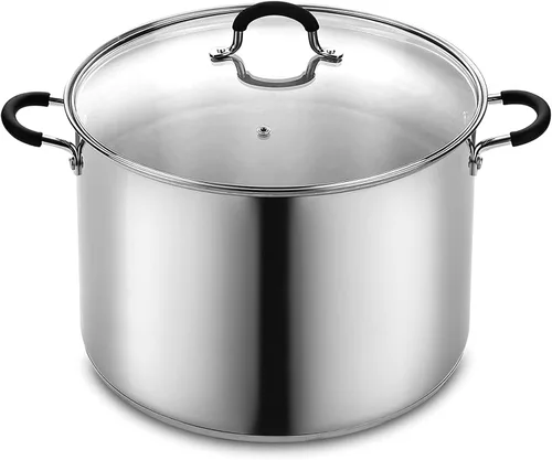 Vista 8 de Sartén para saltear con tapa Cook N Home, de acero inoxidable 10", Plateado Utensilios de cocina de inducción para sopa, enlatado, apto