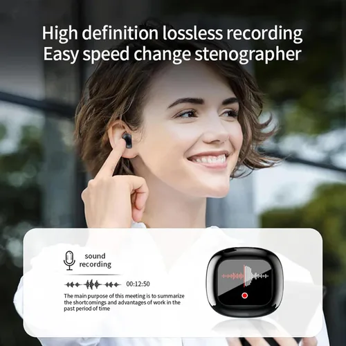 Vista 4 de Pantalla táctil invisible pequeños mini auriculares inalámbricos Bluetooth 5.4 discretos auriculares ocultos para el trabajo, auriculares