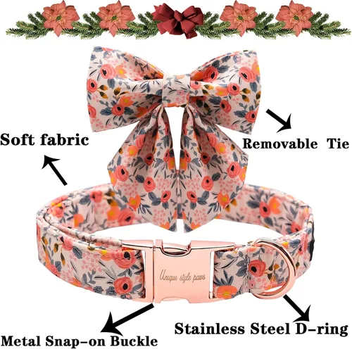Vista 42 de Unique style paws - Collar para perros con corbatín, collar ajustable para perros y gatos, pequeño, mediano y grande