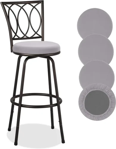 Vista 9 de Deisy Dee 4 fundas de asiento redondas para taburetes de bar, fundas elásticas para sillas redondas de 13 a 16 pulgadas (negro)