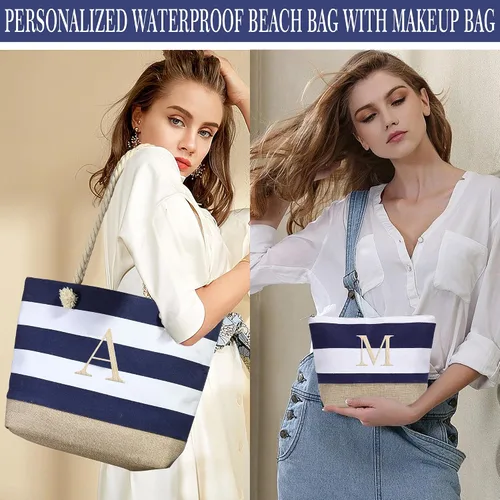 Vista 9 de YOOLIFE Bolsas de playa para mujer, bolsa de lona de viaje, bolsa impermeable para piscina, artículos esenciales de viaje, regalos para mujeres
