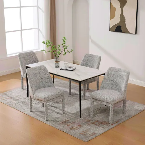 Vista 11 de Modern Minimalist Style Dining Chair,High Curved Backrest Conversation Chair,Comfortable Chenille Side Chairs for Living Beige Set of 2