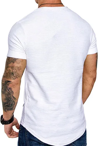 Vista 4 de Camiseta deportiva de algodón para hombre, gimnasio y entrenamiento.