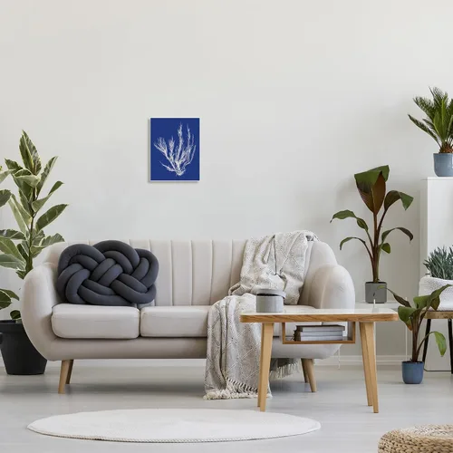 Vista 3 de Stupell Industries 'Coral Seaweed Blue White Beach Design' Placa de pared Sin marco