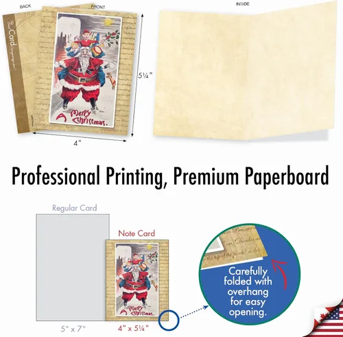 Vista 6 de The Best Card Company - Caja de 10 tarjetas de Navidad en blanco - Surtido de Papá Noel, adornos y tarjetas navideñas con sobres (4 x 5.12 pulgadas)