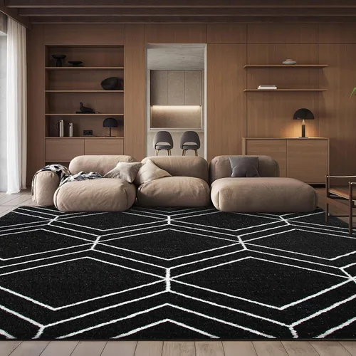 Vista 33 de SAFAVIEH Adirondack Collection - Alfombra decorativa, 2 x 3 pies, color negro y marfil, diseño geométrico moderno, no desprende pelusa y de fácil
