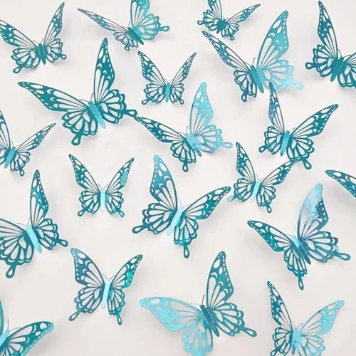 Vista 8 de Calcomanías de pared de mariposa 3D, decoraciones de mariposa para cumpleaños, bodas, fiestas, decoraciones de mariposas para decoración de sala
