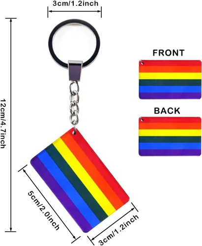 Vista 2 de QQSD Llavero LGBT con bandera del orgullo gay arcoíris, paquete de 2, Arco iris